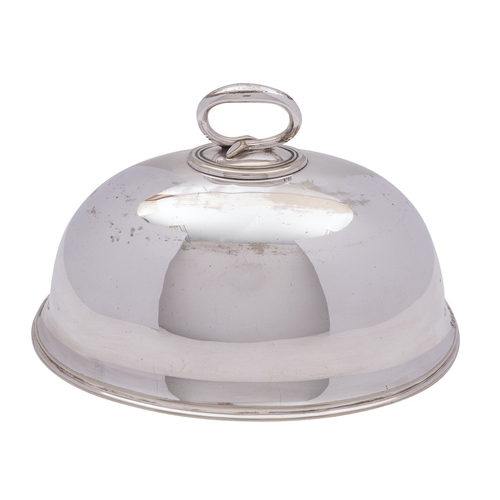 8 - An Edward VII silver plated meat dome, Elkington and Co, of small size, with detachable handle, 27cm... 