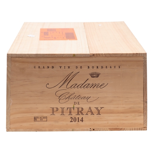 841 - Twelve bottles of Chateau de Pitray Madame, 2014, Grand Vin de Bordeaux,  owc.