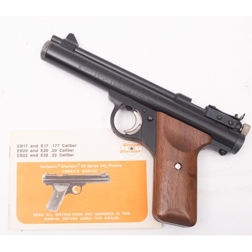 56 - A boxed Benjamin/Sheridan Model EB .20 calibre CO2 air pistol, serial number 398705416, black finish... 