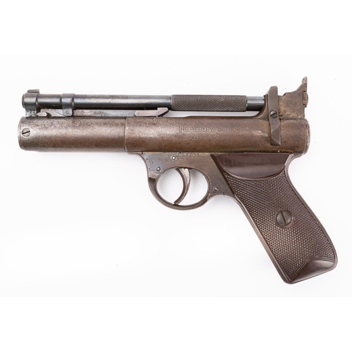 57 - A Webley 'Senior' .22 calibre air pistol, serial number S13205, with two-piece brown chequered grip.