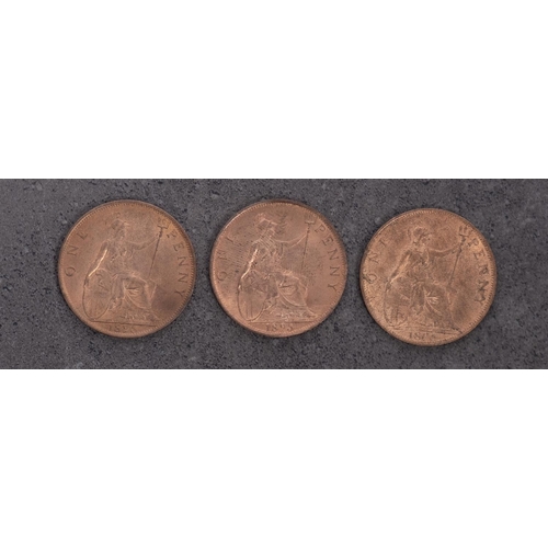 574 - Three high grade 1895 Pennies.