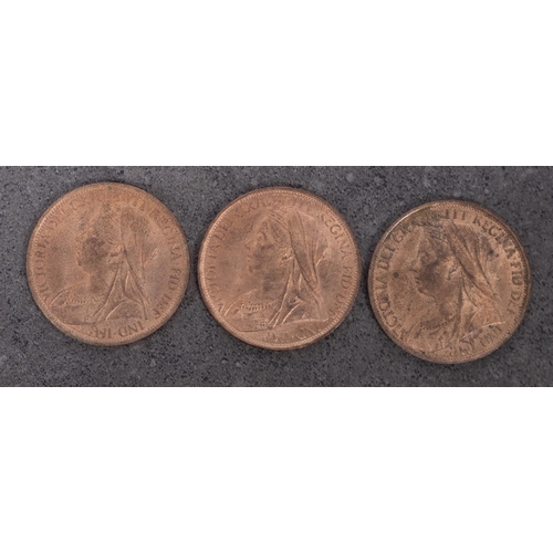 574 - Three high grade 1895 Pennies.