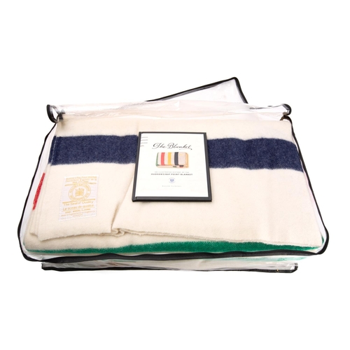 622 - A 20th century Hudson Bay Point wool blanket, together with book (2).