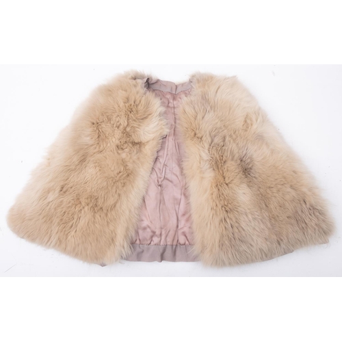 624 - A  mid 20th century fur shawl with silk lining, unsigned.