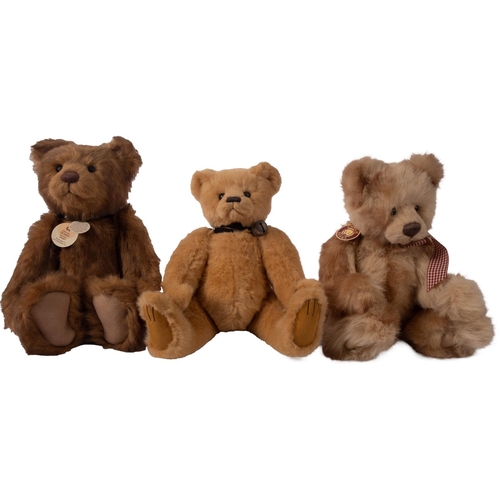 637 - A group of three Charlie Bears after designs by Isabelle Lee, 'Owen' with growler, ' Joseph' and 'Pa... 