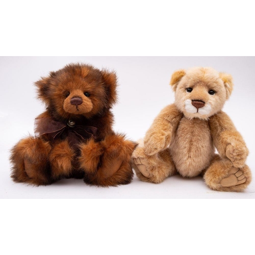 646 - Two Charlie Bears after designs by Isabelle Lee, ''Anniversary William' and 'Savannah' with bags (2)