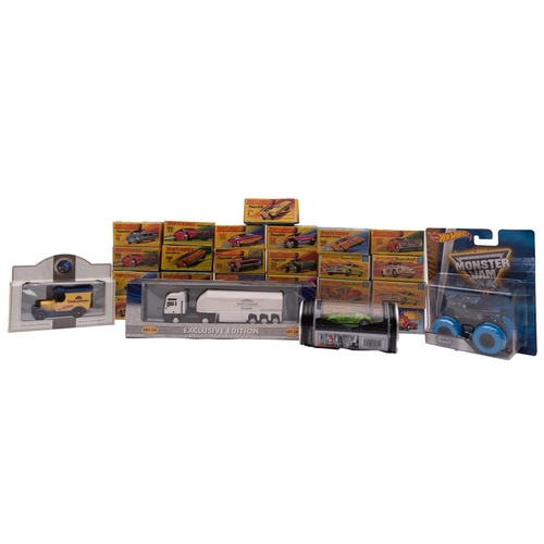 692 - A collection of twenty-five Matchbox empty boxes, together with a Hot Wheels Monster Jam 'Son-Uva Di... 