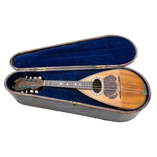 753 - A late 19th century Italian rosewood and boxwood mandolin, maker L Azzaretti, Napoli, 1885,  with mo... 