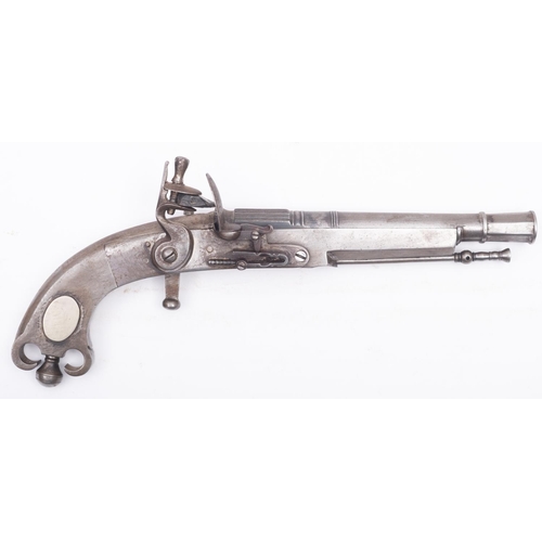 82 - An 18th Century style replica Scottish steel pistol, not marked, total length 33cm.