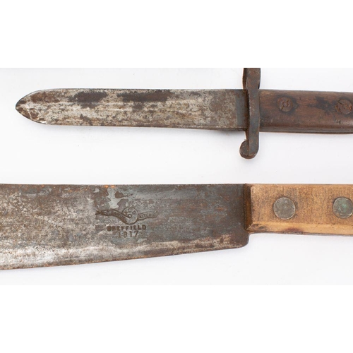 87 - A WWI  British Army Issue machete, maker Samuel Kitchen, Birmingham, the broad single edge blade sta... 