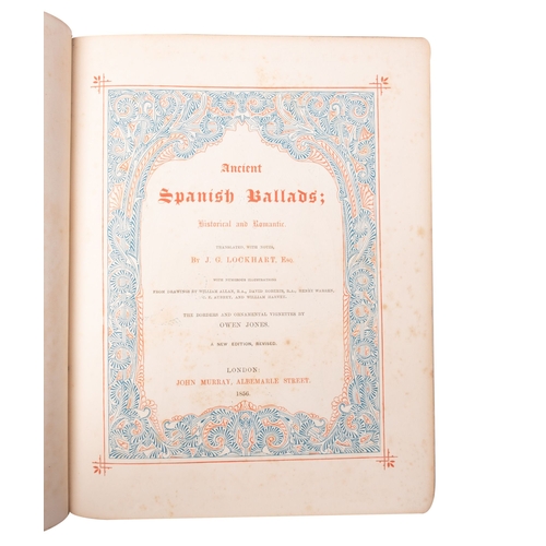 668 - LOCKHART, John Gibson (translator) Ancient Spanish Ballads, Historical and Romantic, org. red and gi... 