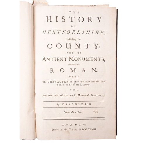 911 - SALMON, N, The History of Hertfordshire; Describing the County and its Ancient Monuments particularl... 