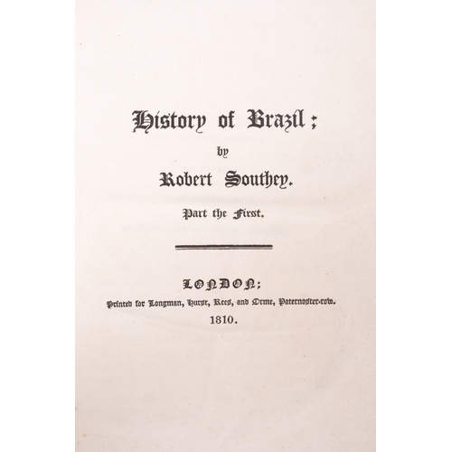 919 - SOUTHEY, Robert, History of Brazil, original boards very worn, 4to, Longman, Hurst, Rees and Orme, f... 