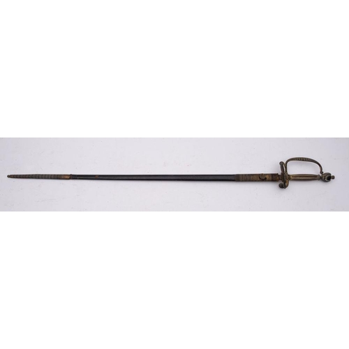 103 - A Victorian court sword, retailed by Hebbert & Co, London, the straight double edge blade with acid ... 