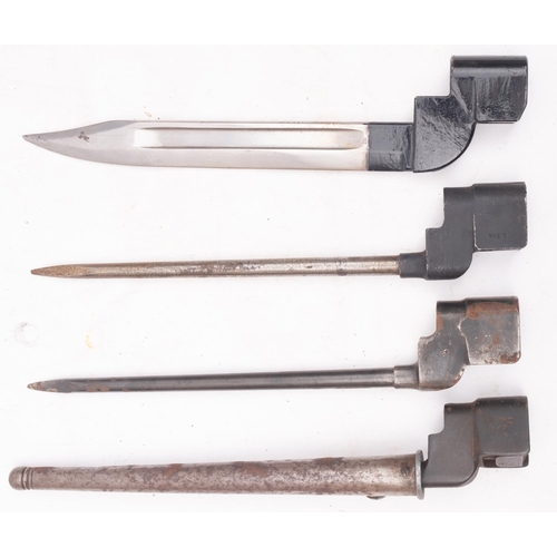 136 - Three British Army No. 4 spike bayonet variants and a No.9 bayonet.