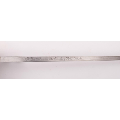 144 - A French 1874 pattern Gras sword bayonet, the single edge 'T' section blade over a steel hook quillo... 