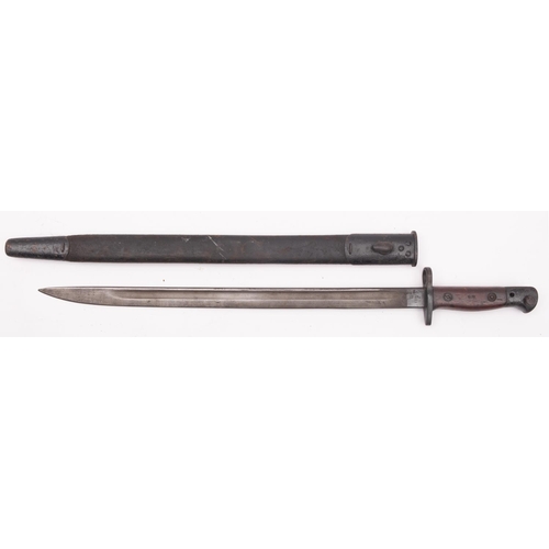 149 - A WWI period British 1907 pattern bayonet, the straight single edge fullered blade with War Departme... 