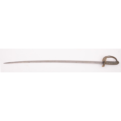 152 - A 19th century East India Company Officer's sword, the slightly curved single edge pipe backed blade... 