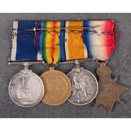 164 - A WWI group of four to ' M1573 H F Merrifield ERA 4 RN' 1914-15 Star, War Medal, Victory Medal and R... 