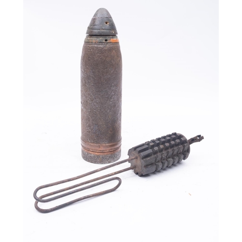 175 - A  WWI British 18lb shell, together with a German Zeitzunder hand grenade (2)