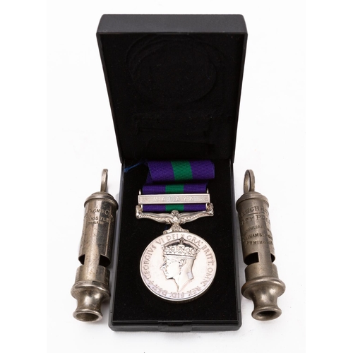 226 - General Service 1918-62, 1 clasp, Malaya (21057455. Pte. B.G. Le Messurier Devon Regiment) nearly ex... 