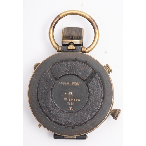 231 - A WWI period brass Vernier Compass, maker Anglo -Swiss Association, stamped as per title and dated 1... 