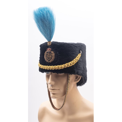 250 - A RAF Busby, with light blue horse hair plume gilt embroidered regimental badge, with bullion loop, ... 