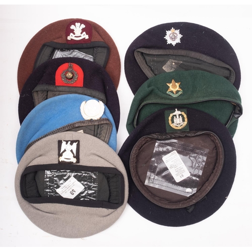 262 - A group of seven various berets, including Royal Hussars, and Royal Marines (7)