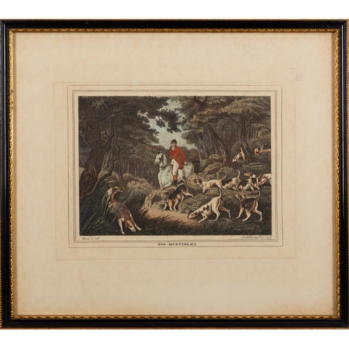 305 - After Samuel Howitt (1756/7-1822) Fox Hunting illustrations, plates Nos. 1-6 Six coloured prints, pu... 