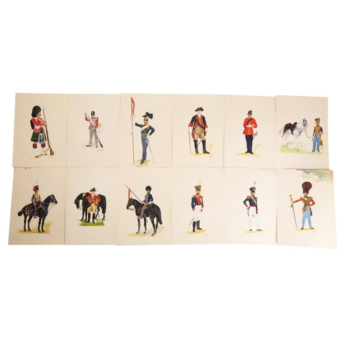 315 - A collection of twenty-nine watercolours various military uniforms, many signed N M Gould, circa 196... 