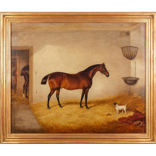 322 - William Eddowes Turner (British, 1820-1885) Pony and terrier in a stable Oil on canvas 59 x 71.5cm S... 