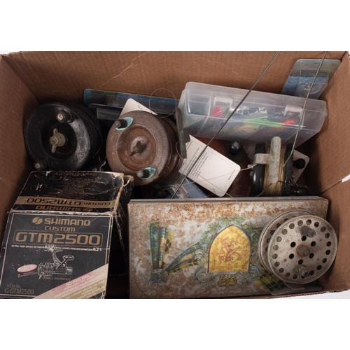 337 - Mitchell and other makers. A collection of various spinning and fly reels together with a quantity o... 