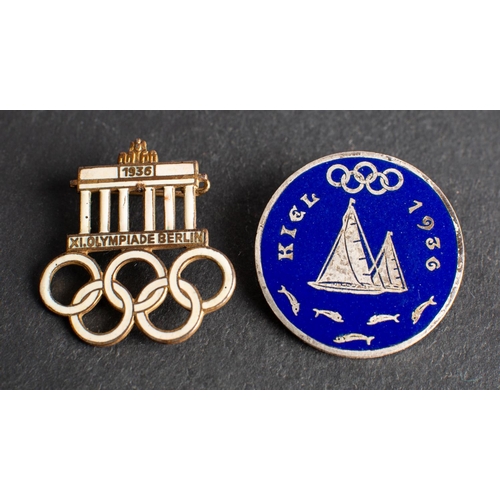 356 - A 1936 Berlin Olympics Visitors Badge, together with another for the sailing competitions held at Ki... 