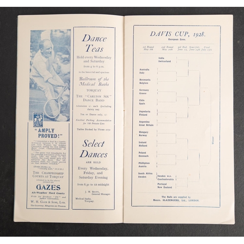 358 - A 1928 International lawn Tennis Championship Davis Cup Programme 'Great Britain Vs the Argentine' A... 