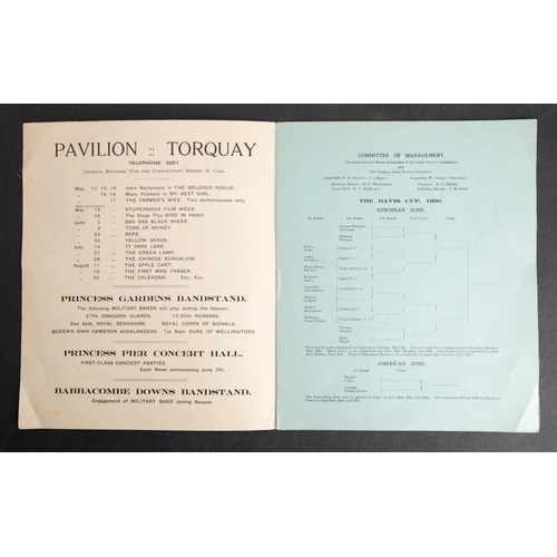 359 - A 1930 International Lawn Tennis Championship Davis Cup Programme 'Great Britain vs Poland' Abbey Pa... 