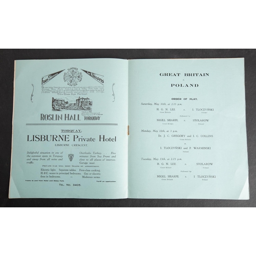 359 - A 1930 International Lawn Tennis Championship Davis Cup Programme 'Great Britain vs Poland' Abbey Pa... 