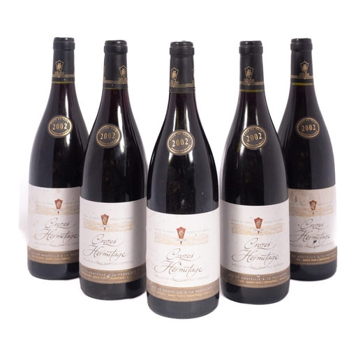 406 - Five bottles Crozes Hermitage Rhone 2002.