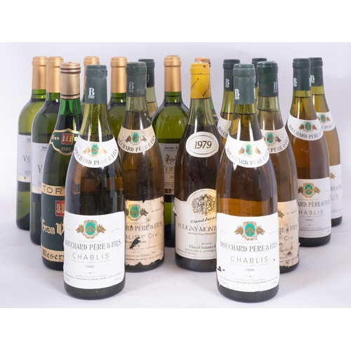 409 - One bottle Puligny Montrachet 1979, Marcelamance. Plus nine bottles Chablis Bouchard 1990 and seven ... 