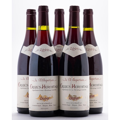 414 - Five bottles of Crozes Hermitage Guyot 2000.