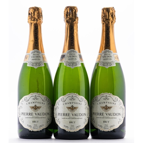 417 - Three bottles of Pierre Vaudon champagne.