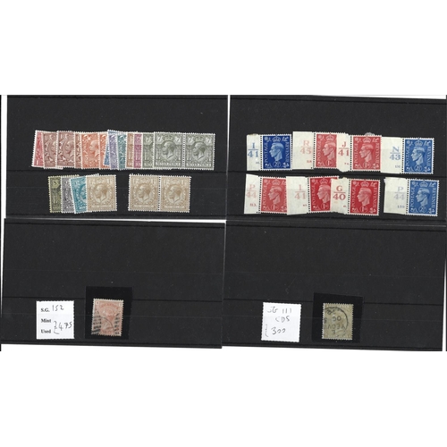 428 - Great British stamps on approx. 100 stock-cards including 1d black x 2, Queen Victoria to £1, Sea ho... 