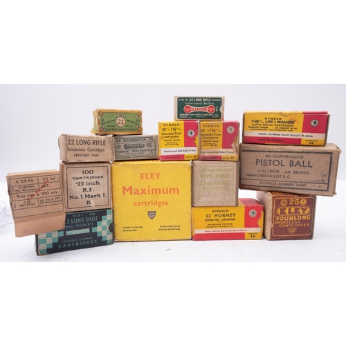 43 - A group of vintage cartridge boxes including Ely, Kynoch and others.