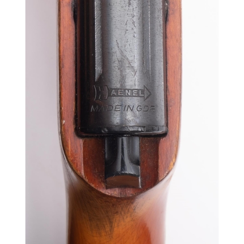 48 - A Haenel .22 calibre air rifle, serial number 574051, on a plain semi-pistol stock, 112cm long