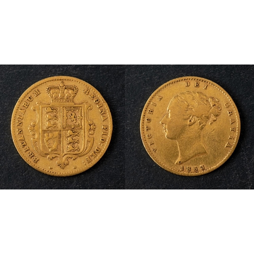 484 - A Victorian half sovereign gold coin, dated 1863, diameter ca. 19mms, total weight ca. 3.9gms.