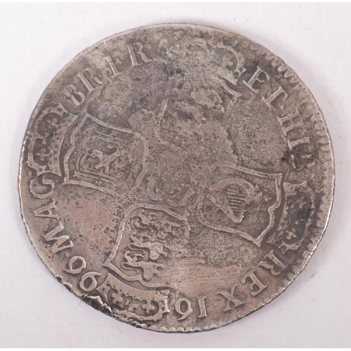 487 - A William III 1696 Exeter Mint  half crown from the wreck of the 'Association', together with certif... 