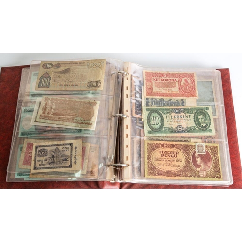 490 - A mixed album of world banknotes, including USA, Russia, Germany , a selection of English Banknotes ... 