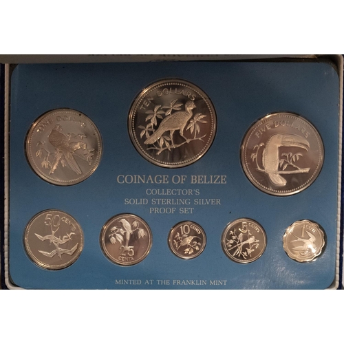 528 - A cased set 'Coinage of Belize', maker Franklin Mint.