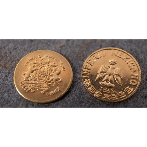 533 - An Edwardian half sovereign, 1906 and two small Mexican coins (3)