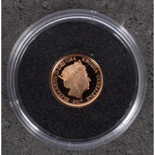 547 - A cased Gibraltar 2017 small gold coin.