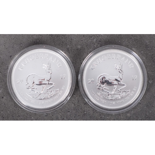 550 - Two/2017 fine silver 1oz. Krugerrand.